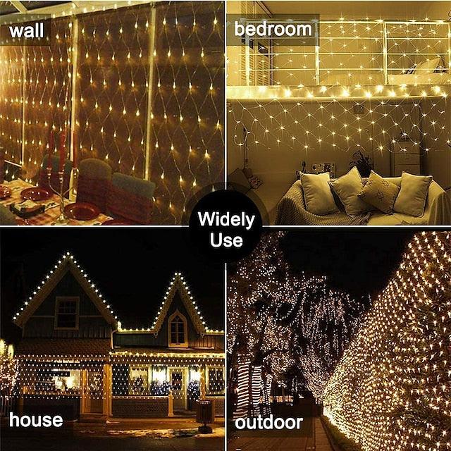6x4m Net String Lights 880 LEDs Fishing Net String Lights Warm White Cold White Multi Color Waterproof Party Christmas Tree Wedding Patio Home Décor - Lasercutwraps Shop