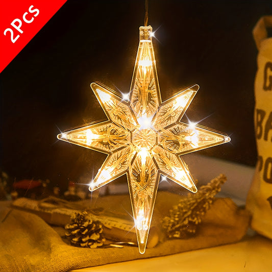 2pcs, Polaris Suction Cup String Lights, Christmas Decorations, Indoor, Battery Operated