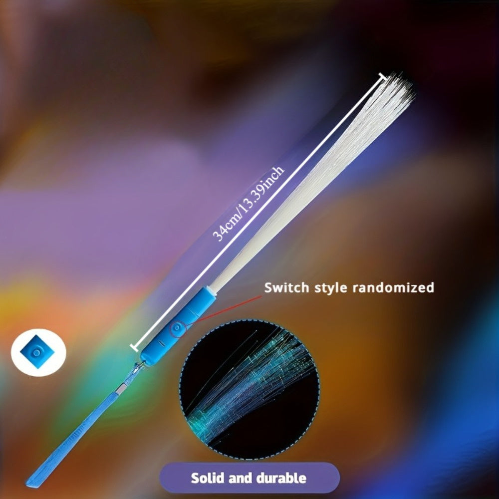 12pcs Colorful LED Light-Up Fiber Optic Sticks - Durable PVC, Multi-Color Flashing Modes