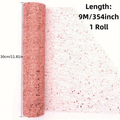 Ideal for Wedding Decorations, This Roll of Sparkling Rose Golden Tulle Measures 354 Inches Long