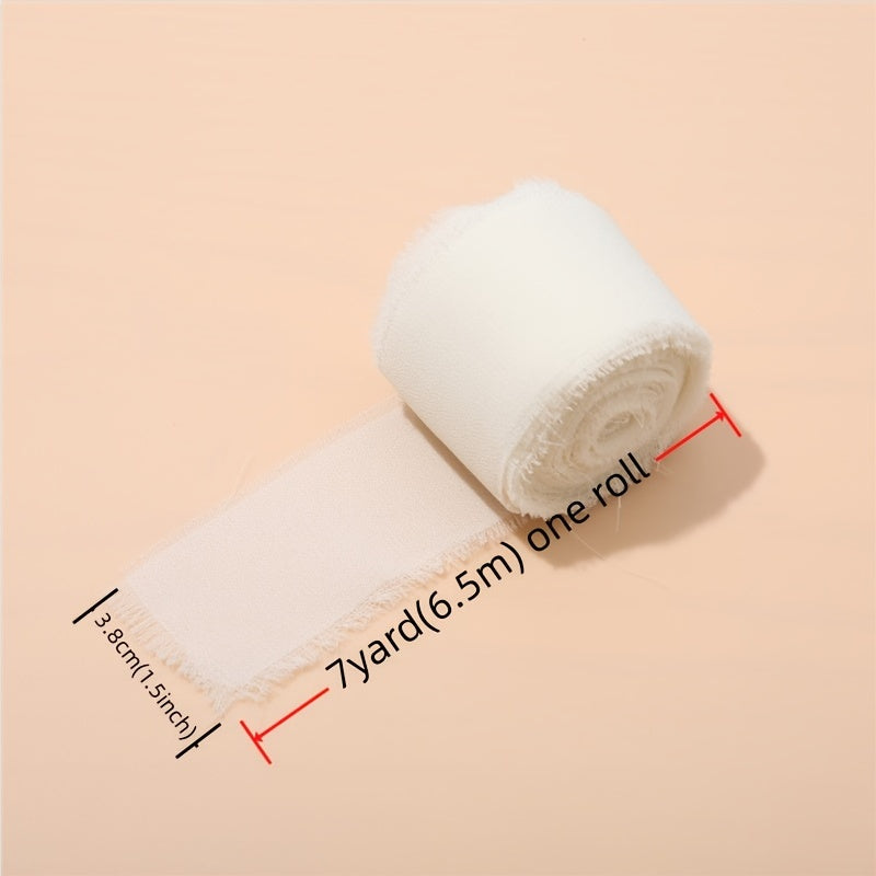 1.5inch*7yard Chiffon Ribbon Handmade Frayed Edge Assorted Ribbons for Gift Wrapping Bridal Bouquets a