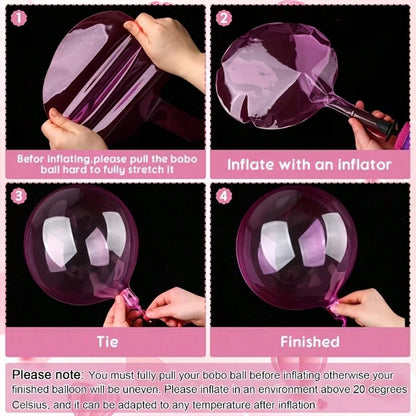 Luxury Crystal Clear Bobo Balloons / Transparent Wedding Birthday Event Balloon Decor