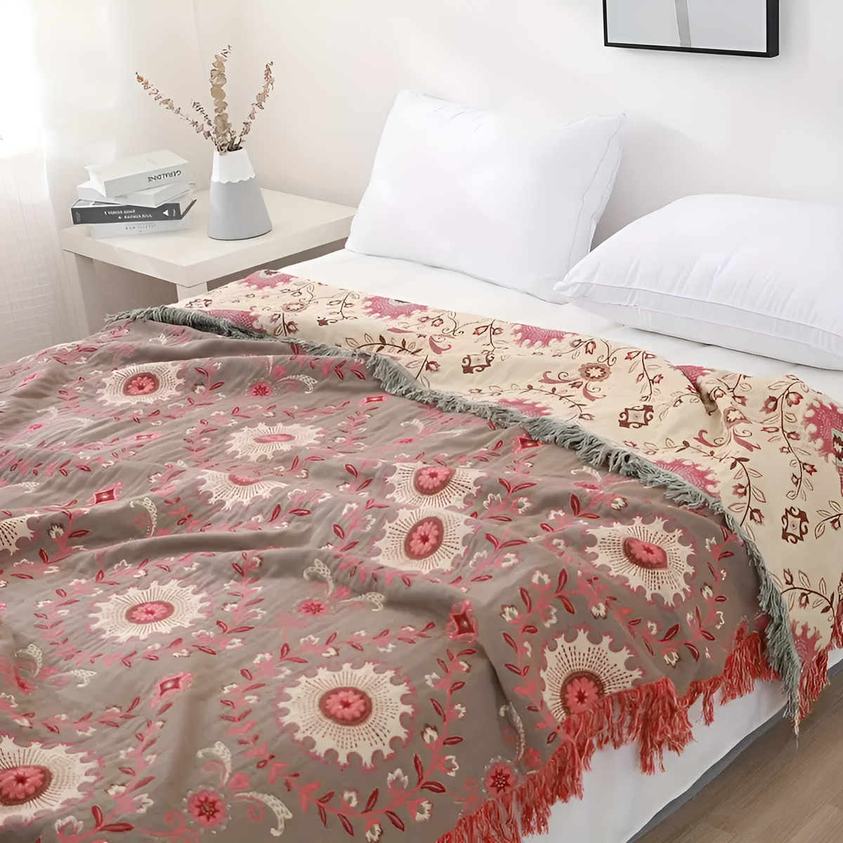 Retro Mandala Reversible Cotton Blanket