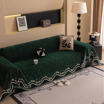 Cursive Glittering Chenille Sofa Cover