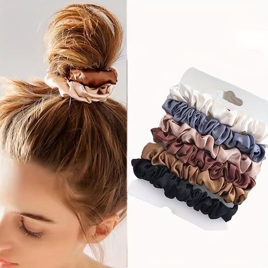 6 Pcs Scrunchies Women Hair Ties Skinny Hair Scrunchy Hair Bands Elastic Hair Accessories Women Ponytail Holders