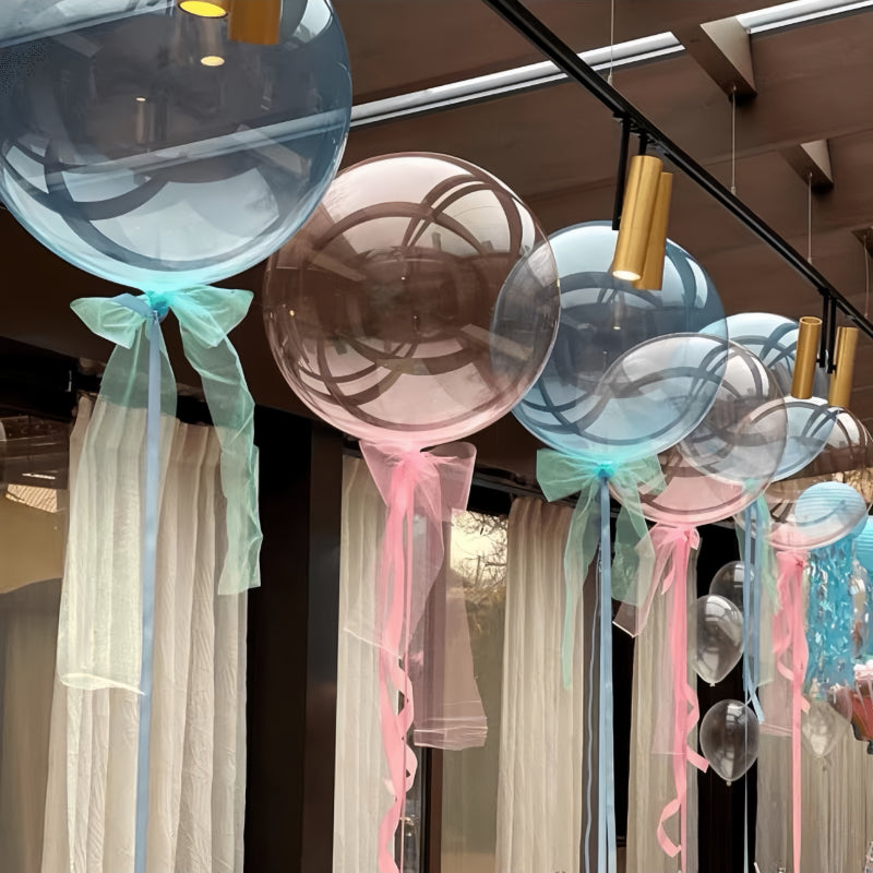 Luxury Crystal Clear Bobo Balloons / Transparent Wedding Birthday Event Balloon Decor