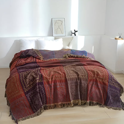 Mandala Tassel Cotton Throw Blanket