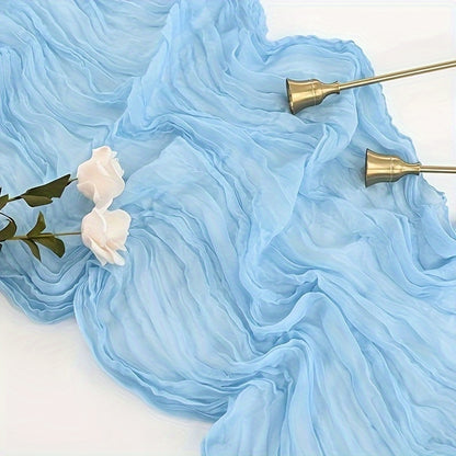 6pcs Light Blue Cheesecloth Table Runners for Weddings, Bridal Showers Table Decorations