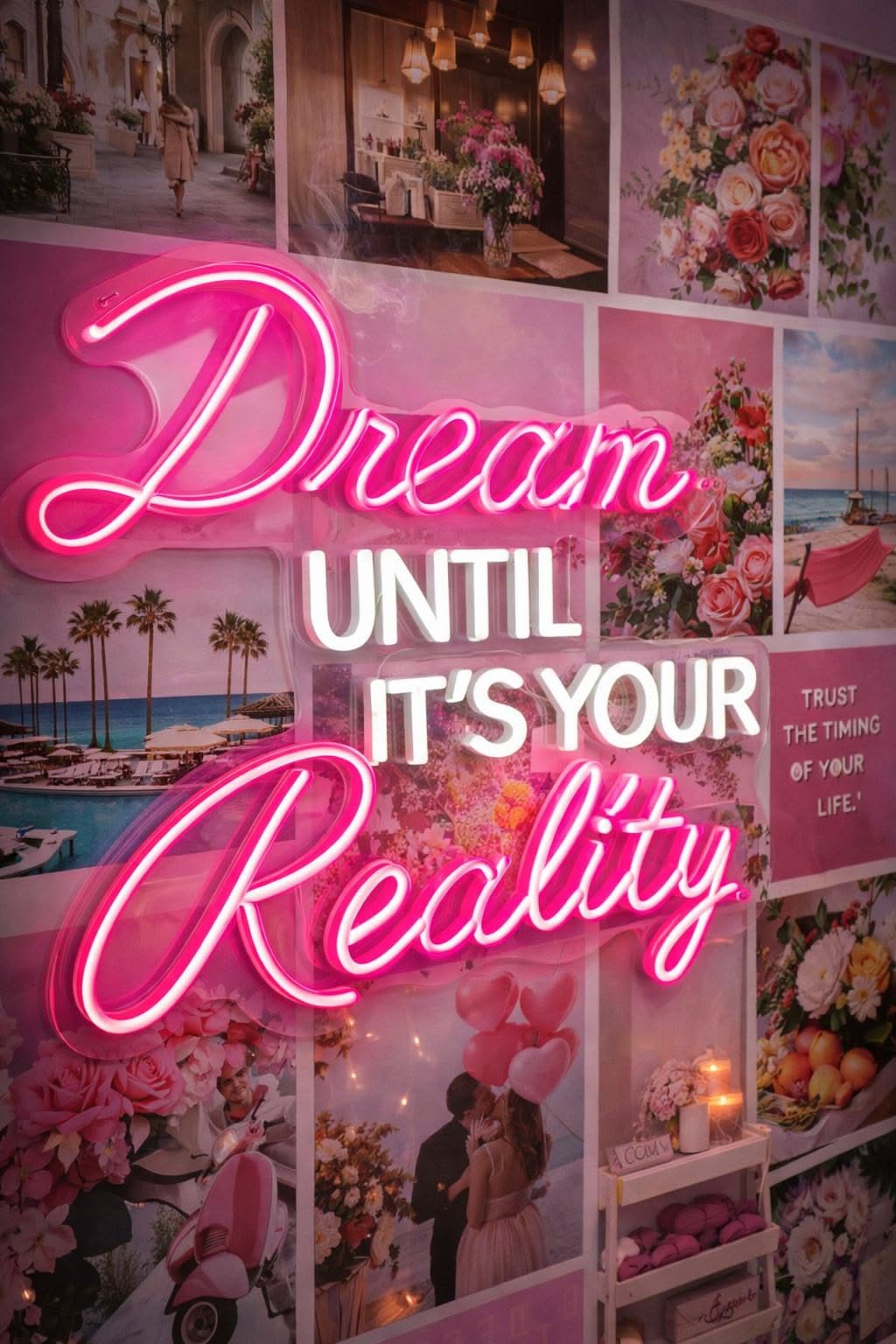 Dream Until Its Your Reality Neon Sign Aesthetic Room Decor Idea
