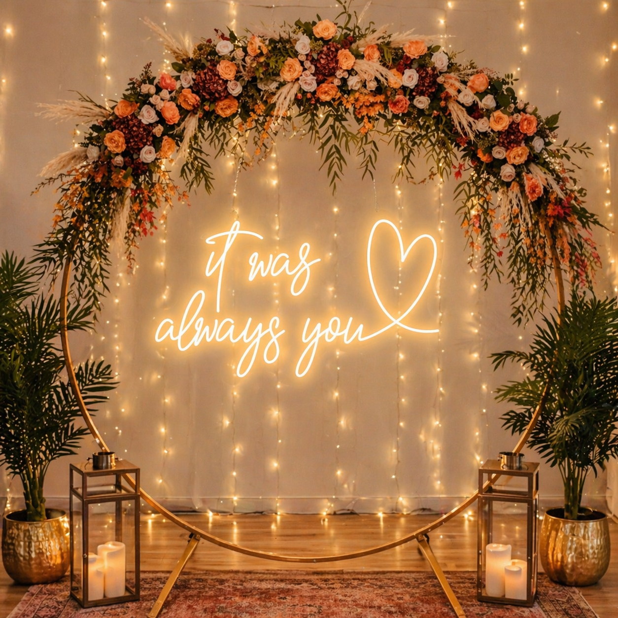 It Was Always You Neon Sign  Romantic Wedding Backdrop