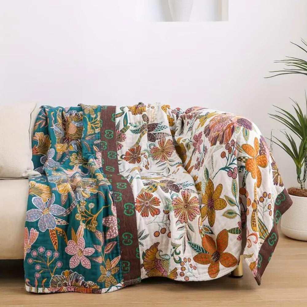Charm Floral Cotton Blanket Throw
