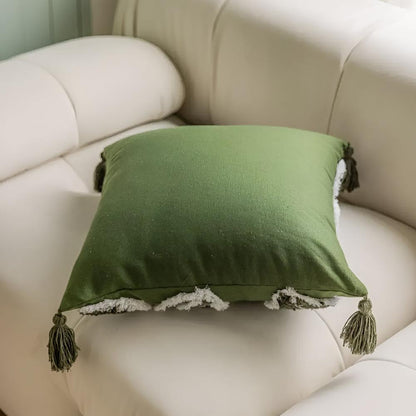 Plush Leaf With Tassel Cushion Cover