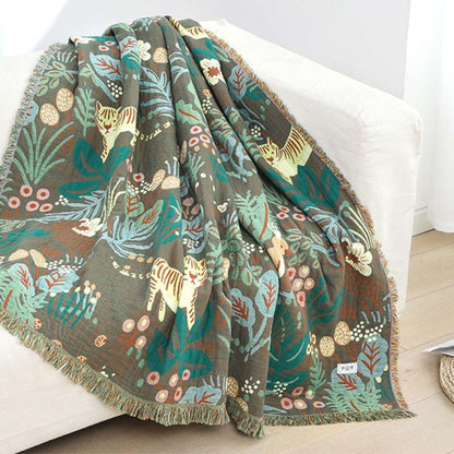 Tiger's Lair Reversible Cotton Blanket