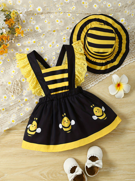2pcs Adorable Bee & Ladybug Themed Summer Dress Set for Girls