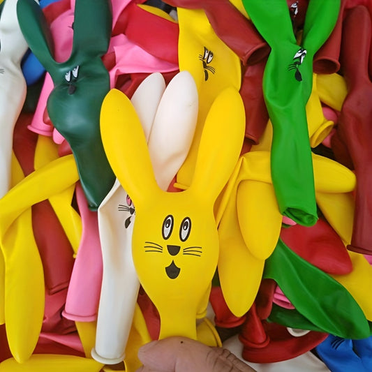 10pcs Cute Bunny Head Balloons / Mixed Color Latex, Perfect for Easter Celebrations and Festive Decorations