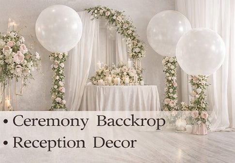 36” Giant Balloon with 72” Rose Vine Set for Elegant Wedding & Event Decor