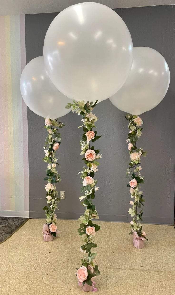 36” Giant Balloon with 72” Rose Vine Set for Elegant Wedding & Event Decor