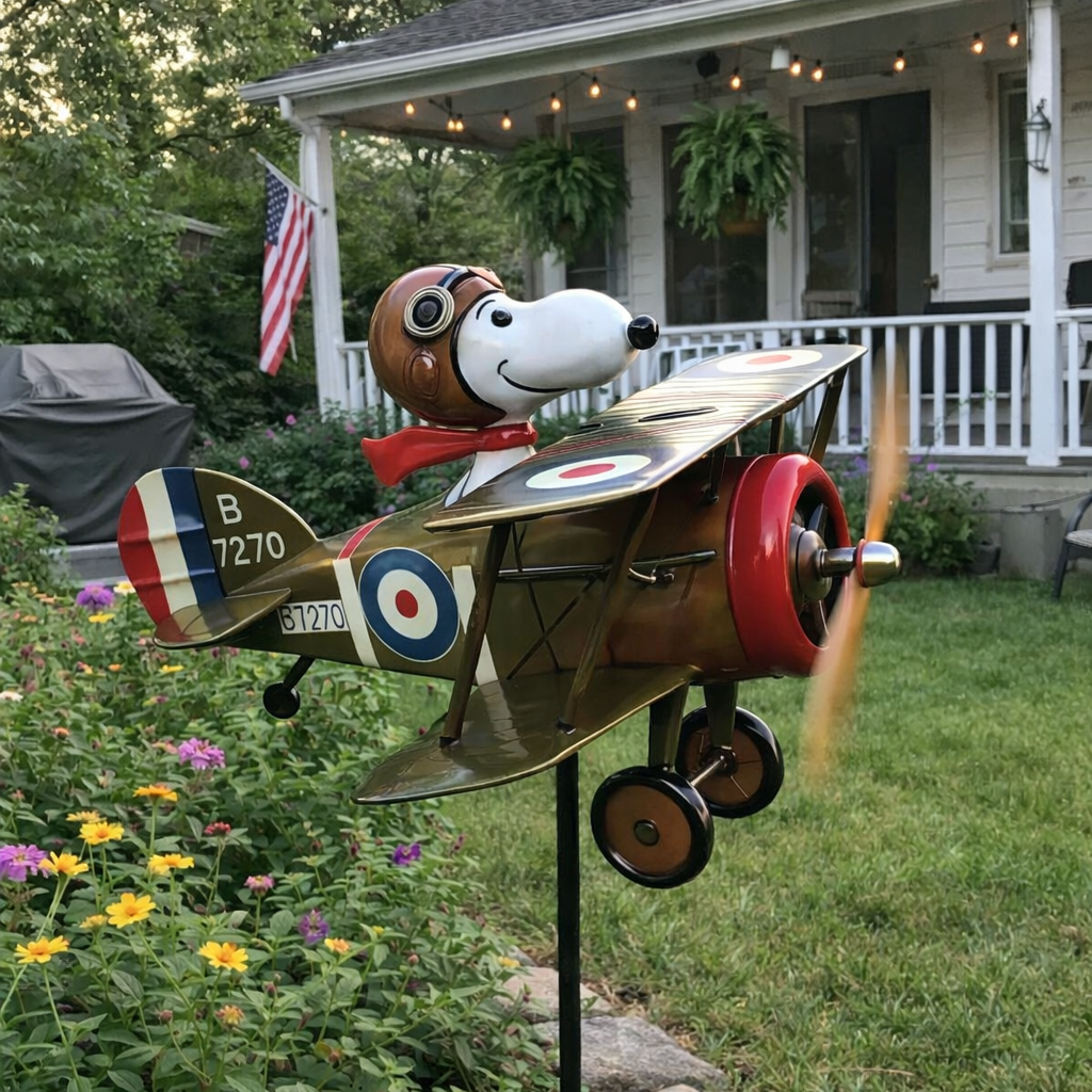 Airplane Garden Wind Spinner - Snoopy outdoor decor