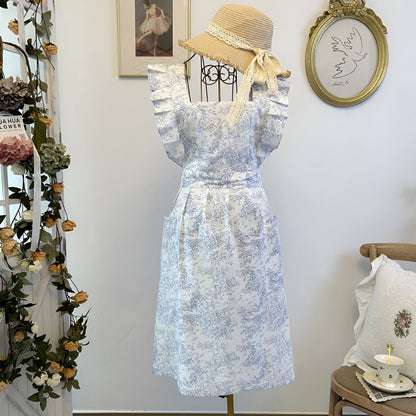 Ruffled Ink Floral Apron