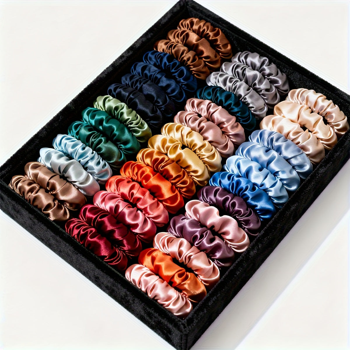 19pcs Set Non-Damaging Thin Scrunchies Hair Ties for Women & - Multi-Color Mix