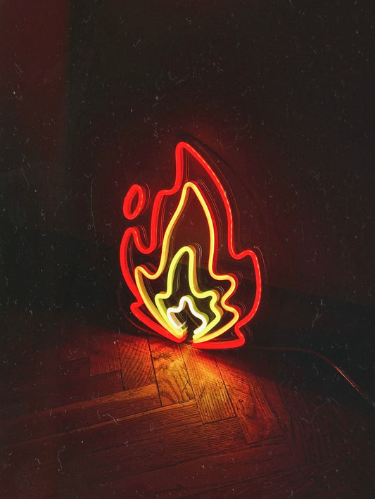 Fire LED Neon Sign | Flame Neon Wall Art | Aesthetic Room Decor