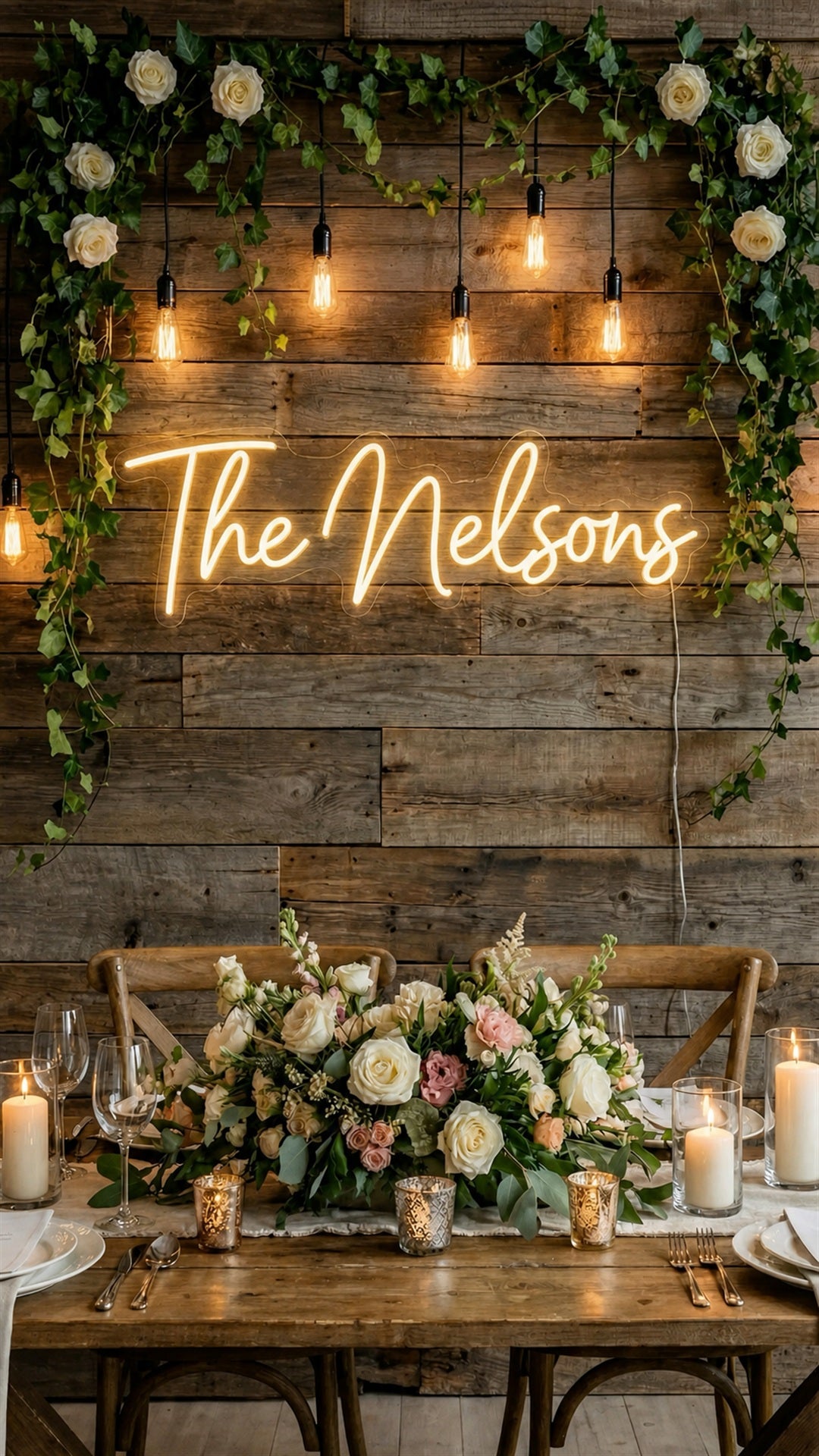 Personalized Wedding Neon Sign | Custom LED Decor for Your Floral Backdrop