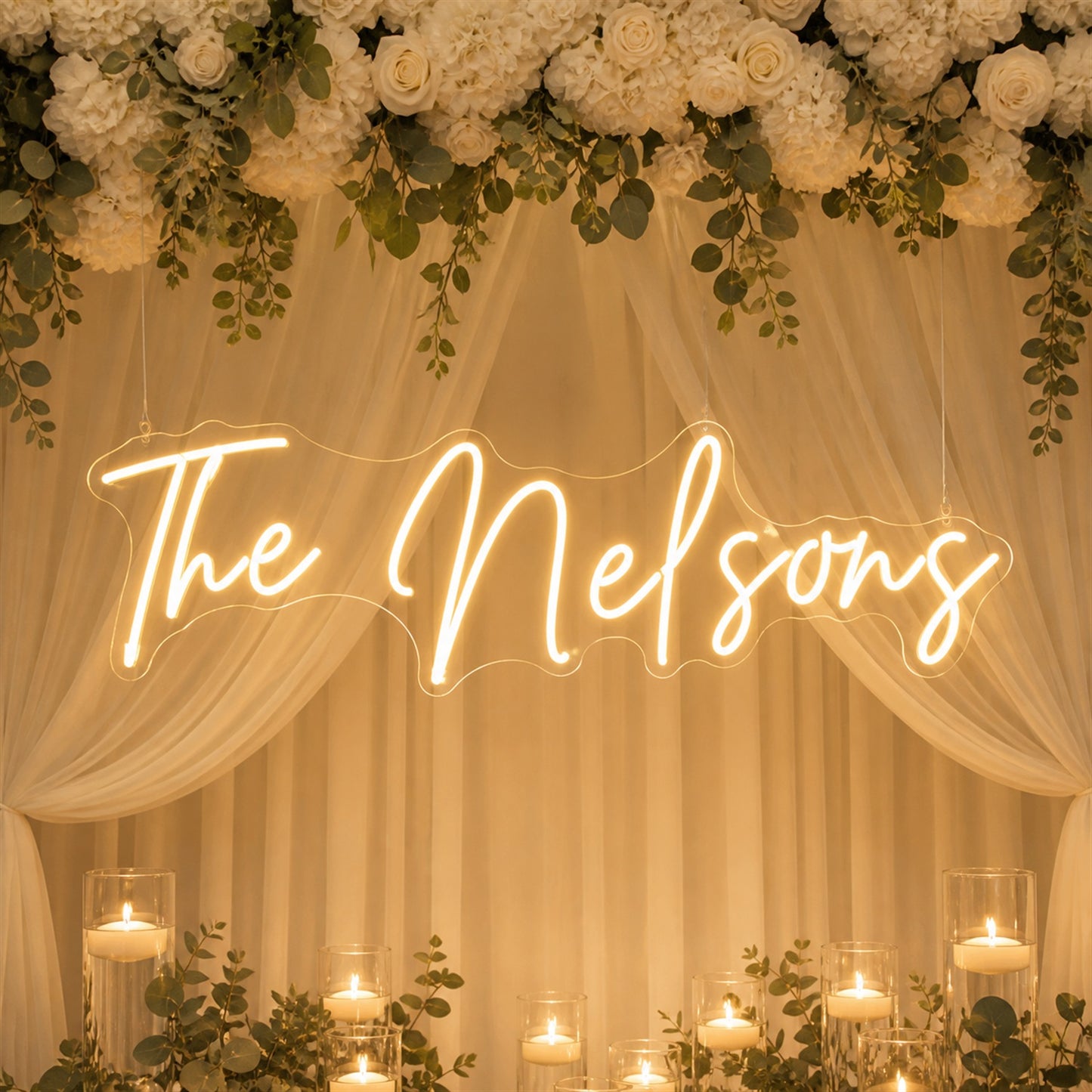 Personalized Wedding Neon Sign | Custom LED Decor for Your Floral Backdrop