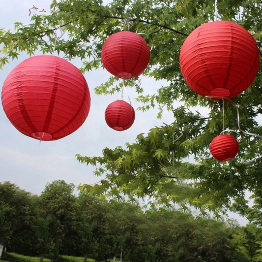 20 Pcs Red Paper Lanterns Chinese New Year Decorative Round Paper Lanterns for Spring Festival