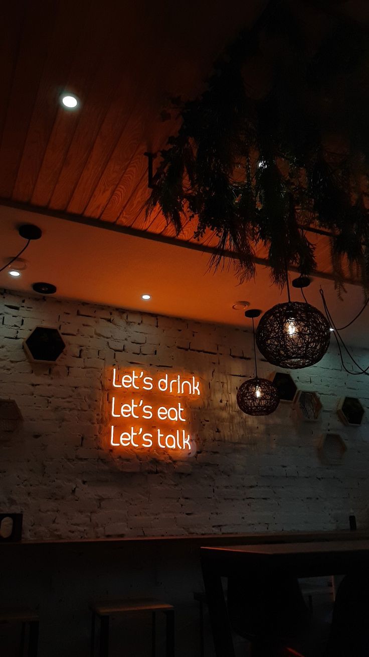 Restaurant Neon Sign Wall Decor Let’s Drink Let’s Eat Let’s Talk