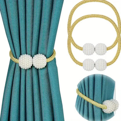 Magnetic Pearl Curtain Tie Back | 2pcs Set