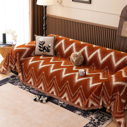 Ochre Streak Textured Sofa Cover