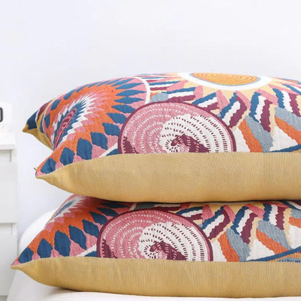 Nordic Sunburst Button Cotton Pillowcases (2pcs)