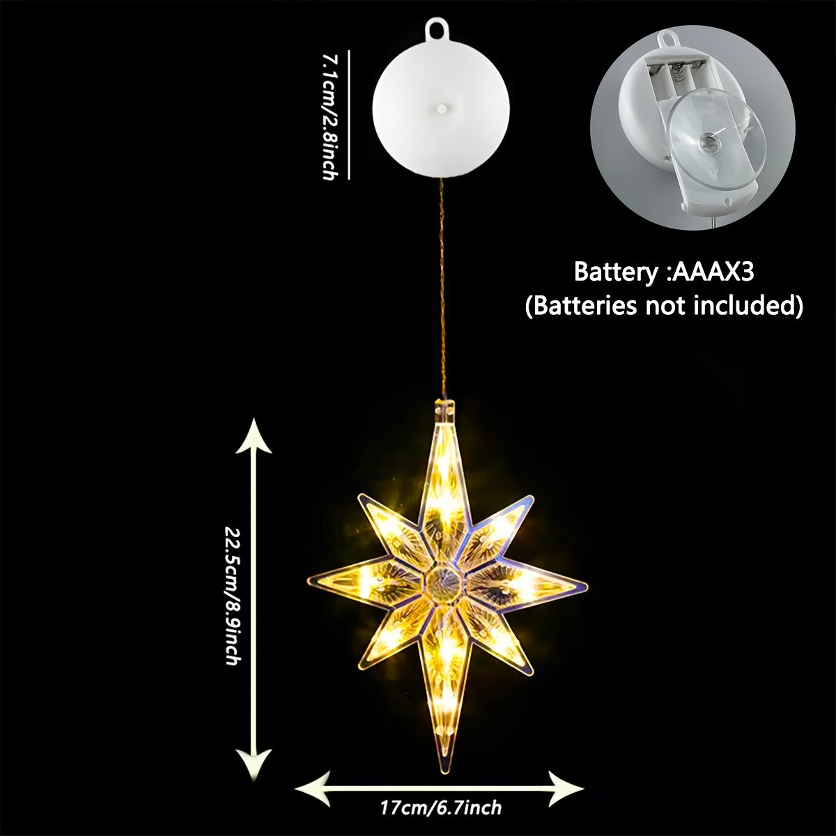 2pcs, Polaris Suction Cup String Lights, Christmas Decorations, Indoor, Battery Operated