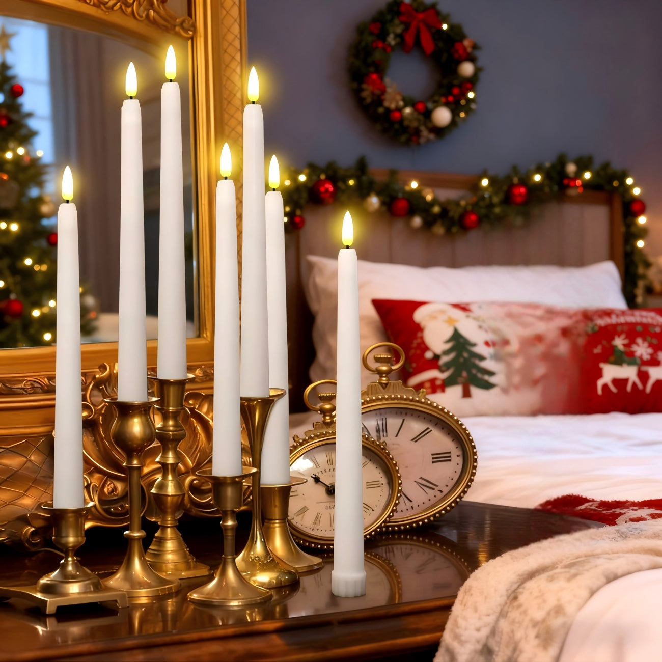 6/12pcs Flameless Taper Candles - LED Candlesticks Realistic 3D Flame & Warm Yellow Glow