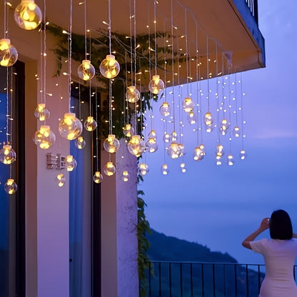 A 3.1-meter Festive String Light with 108 LED Bulbs - 12 Transparent Spherical Lights, Battery-powered, No Plug Required