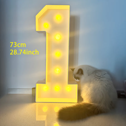 Bright White 28.7 INCH - 73 CM Light-Up Digits 0-9 for Event Background Create Lasting Memories! Glowing Numbers - Easy for party Decoration for Birthdays, Anniversaries 2026