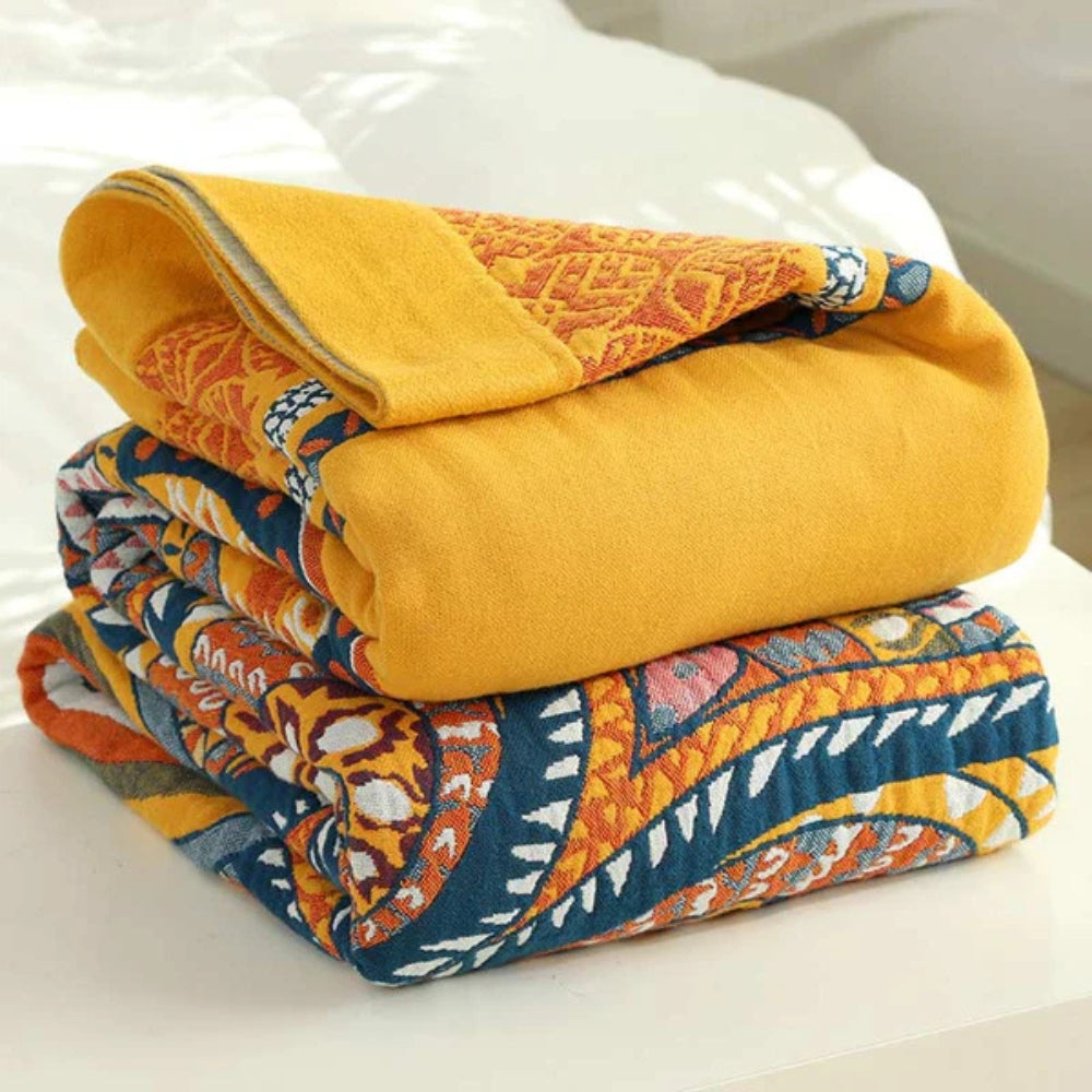 Golden Lotus Comfort Reversible Cotton Blanket
