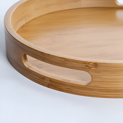 Bamboo Wood Round Serving Tray