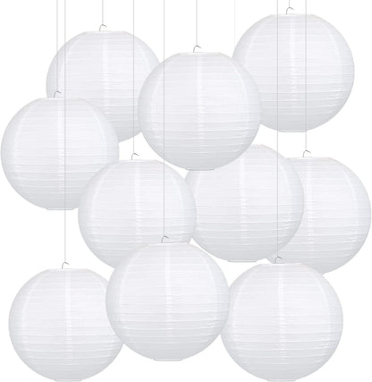 12 Inch White Round Paper Lanterns (10 Pack)