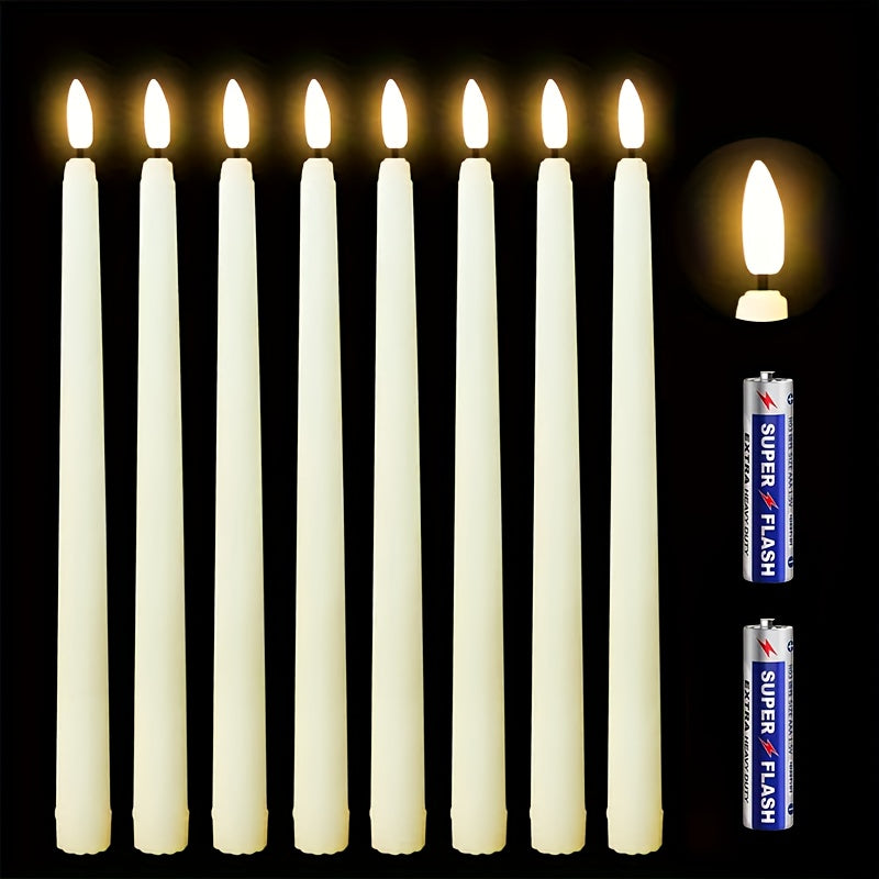 6/12pcs Flameless Taper Candles - LED Candlesticks Realistic 3D Flame & Warm Yellow Glow