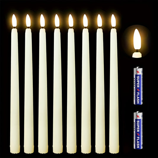 6/12pcs Flameless Taper Candles - LED Candlesticks Realistic 3D Flame & Warm Yellow Glow