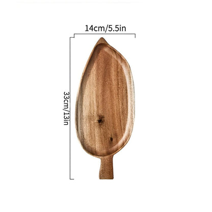 Leaf-Shaped Wooden Serving Plate