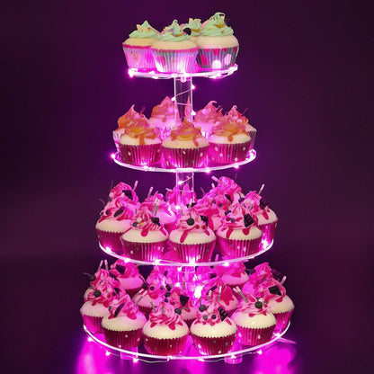 LED Cupcake Stand / Elegant Acrylic Display Tower for Birthdays, Weddings & Events - Lasercutwraps Shop