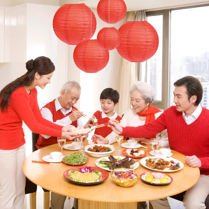 20 Pcs Red Paper Lanterns Chinese New Year Decorative Round Paper Lanterns for Spring Festival