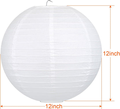 12 Inch White Round Paper Lanterns (10 Pack)