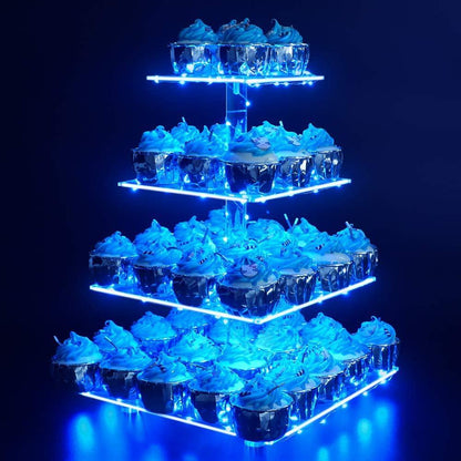 LED Cupcake Stand / Elegant Acrylic Display Tower for Birthdays, Weddings & Events - Lasercutwraps Shop