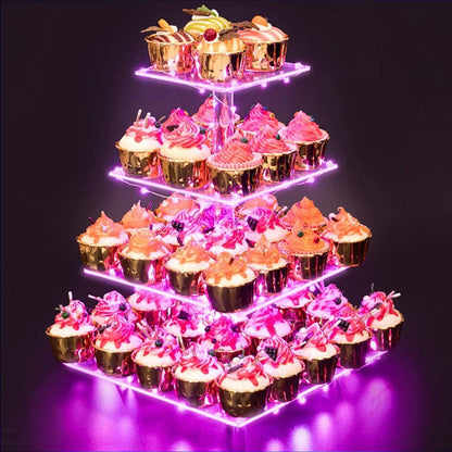 LED Cupcake Stand / Elegant Acrylic Display Tower for Birthdays, Weddings & Events - Lasercutwraps Shop