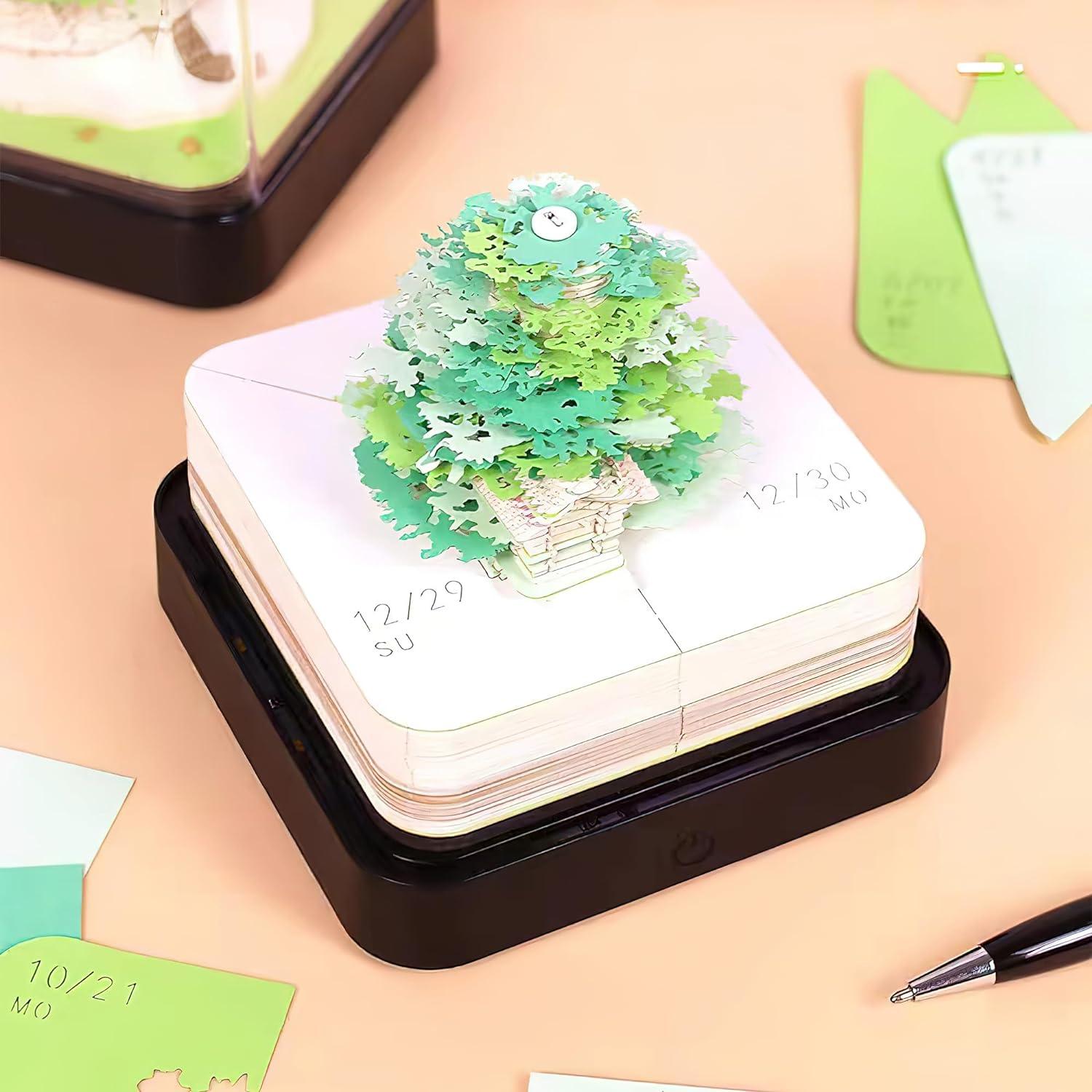 2024 3D Art Sakura Tree Calendar Memo Pad - Rip Away Paper Carving Sticky DIY Note - Lasercutwraps Shop