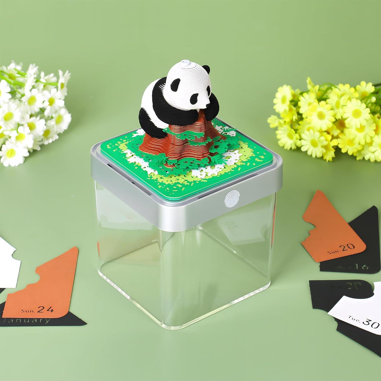 2024 3D Art Climbing Panda Calendar Memo Pad / Tear Away Paper Carving Sticky Note - Lasercutwraps Shop