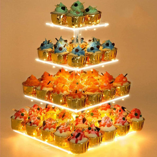 LED Cupcake Stand / Elegant Acrylic Display Tower for Birthdays, Weddings & Events - Lasercutwraps Shop